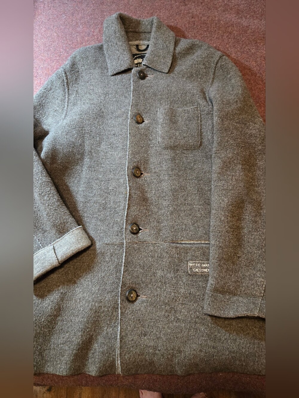 Vintage Giesswein "Wilde Manda" Boiled Wool Jacket In Taupe Austrian Size M